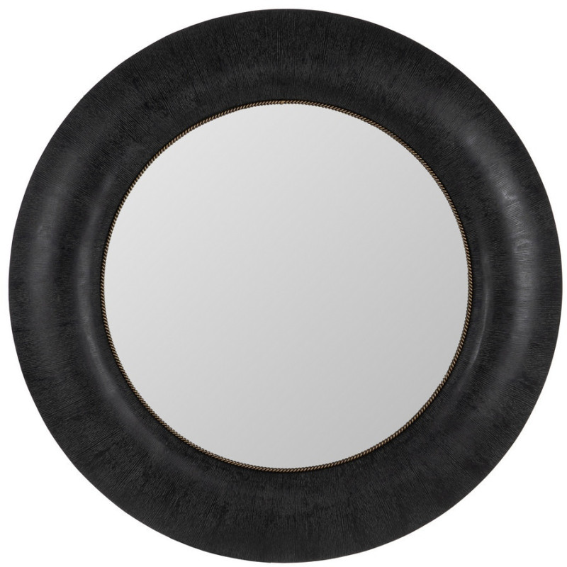 Grand Miroir mural original Ovale 100x110 en Bois de frêne Bois MDF Noir Meco - 1