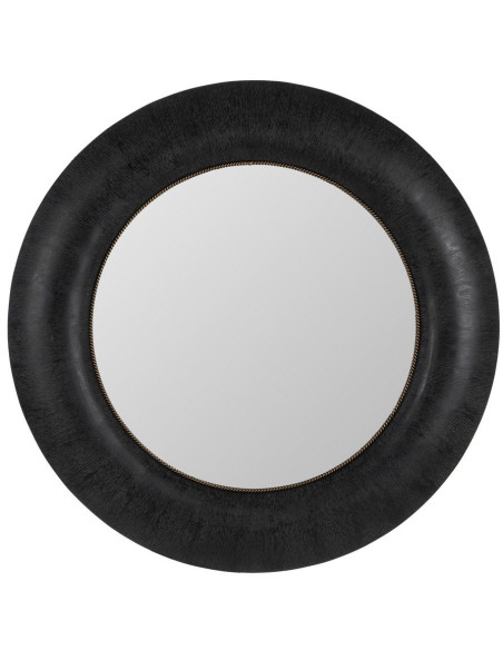 Grand Miroir mural original Ovale 100x110 en Bois de frêne Bois MDF Noir Meco - 1