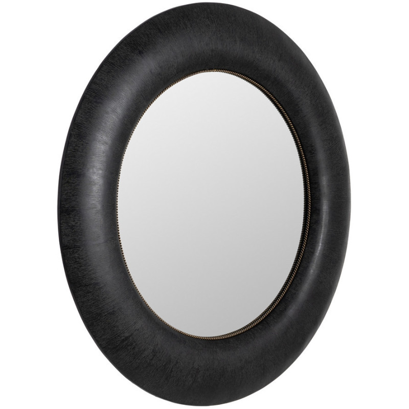 Grand Miroir mural original Ovale 100x110 en Bois de frêne Bois MDF Noir Meco - 2