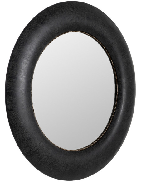 Grand Miroir mural original Ovale 100x110 en Bois de frêne Bois MDF Noir Meco - 2