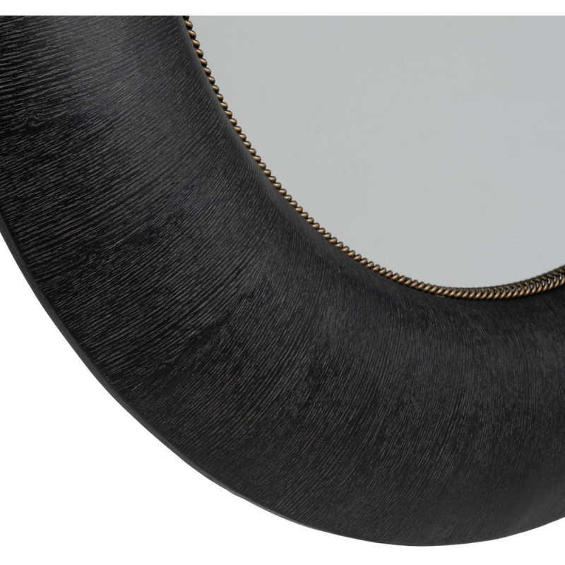 Grand Miroir mural original Ovale 100x110 en Bois de frêne Bois MDF Noir Meco - 6