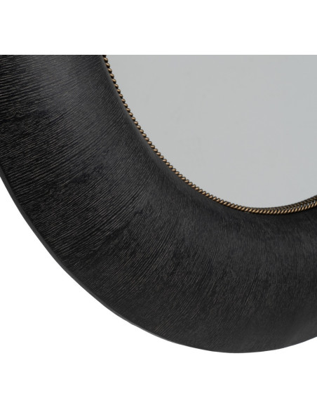 Grand Miroir mural original Ovale 100x110 en Bois de frêne Bois MDF Noir Meco - 6