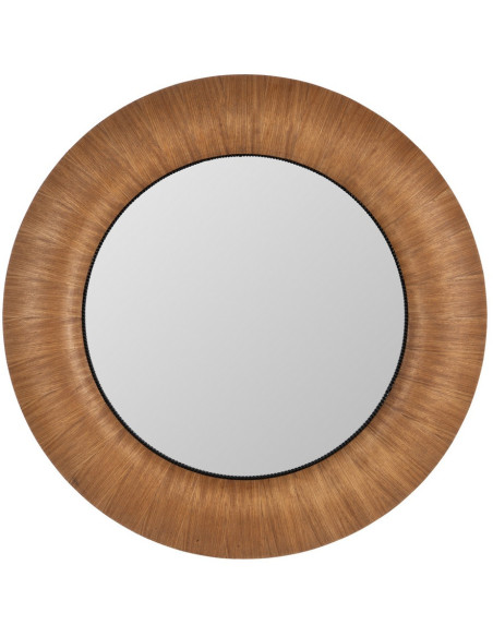 Grand Miroir mural original Ovale 100x110 en Bois de frêne Bois MDF Miel Meco - 2