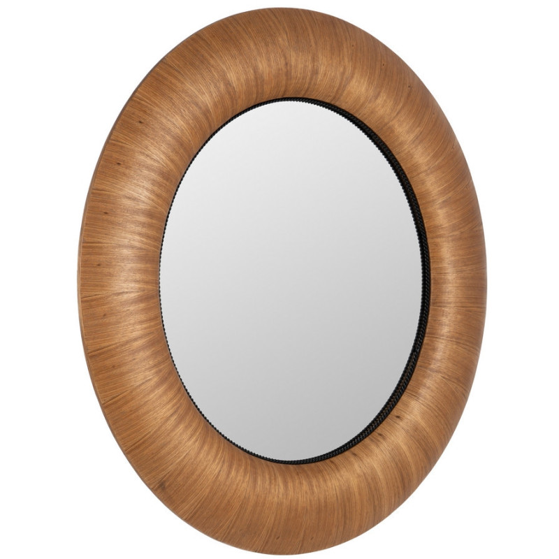 Grand Miroir mural original Ovale 100x110 en Bois de frêne Bois MDF Miel Meco - 1