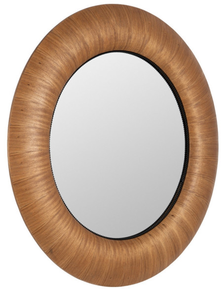 Grand Miroir mural original Ovale 100x110 en Bois de frêne Bois MDF Miel Meco - 1