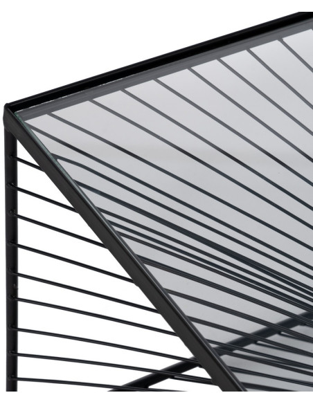 Table basse moderne Rectangulaire 80 cm en Métal Noir Verre Transparent Viana - 3
