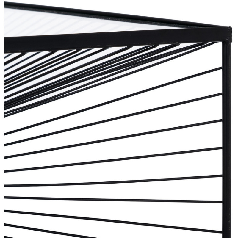 Table basse moderne Rectangulaire 80 cm en Métal Noir Verre Transparent Viana - 4