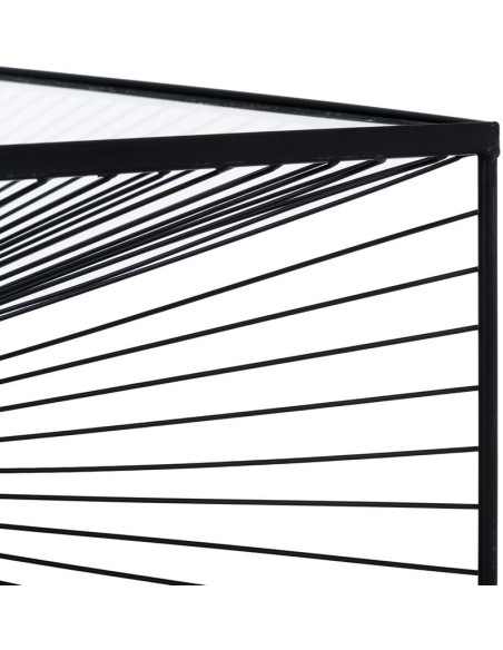 Table basse moderne Rectangulaire 80 cm en Métal Noir Verre Transparent Viana - 4