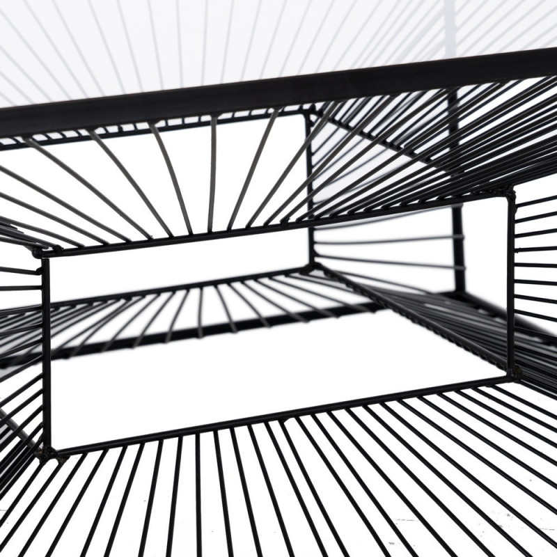 Table basse moderne Rectangulaire 80 cm en Métal Noir Verre Transparent Viana - 5