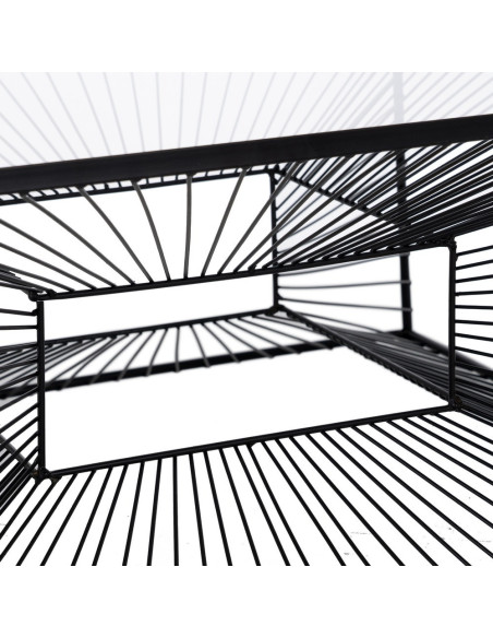 Table basse moderne Rectangulaire 80 cm en Métal Noir Verre Transparent Viana - 5