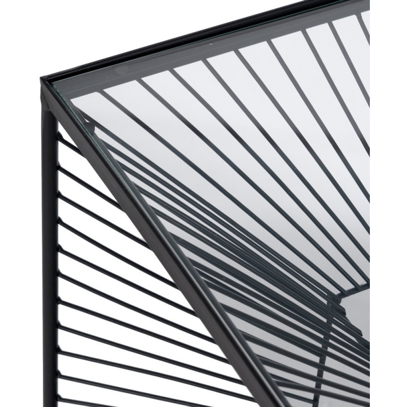 Table basse moderne Carrée 45 cm en Métal Noir Verre Transparent Viana - 3