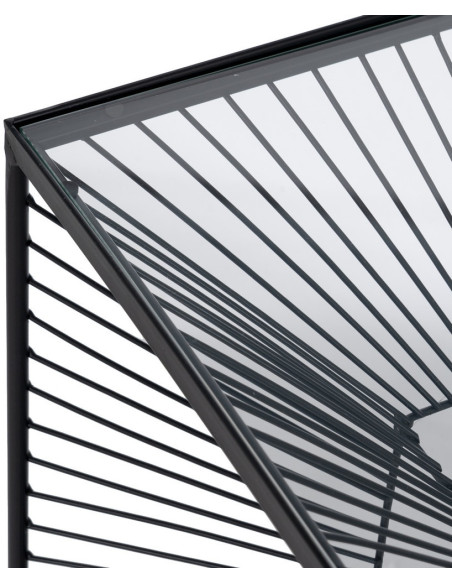 Table basse moderne Carrée 45 cm en Métal Noir Verre Transparent Viana - 3