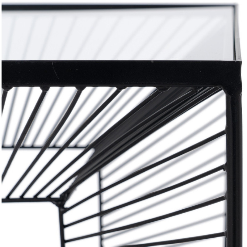 Table basse moderne Carrée 45 cm en Métal Noir Verre Transparent Viana - 5
