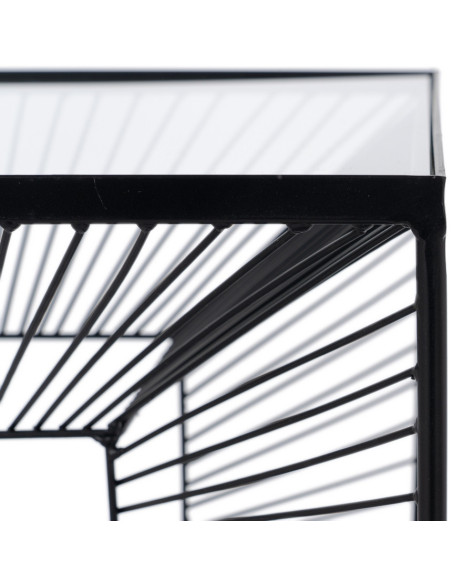 Table basse moderne Carrée 45 cm en Métal Noir Verre Transparent Viana - 5