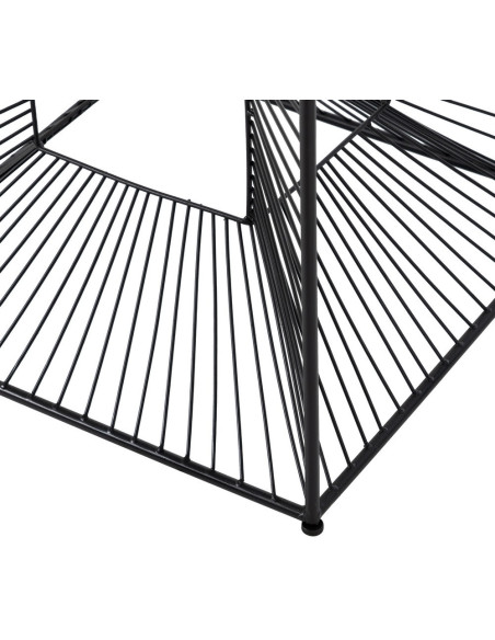 Table basse moderne Carrée 45 cm en Métal Noir Verre Transparent Viana - 7