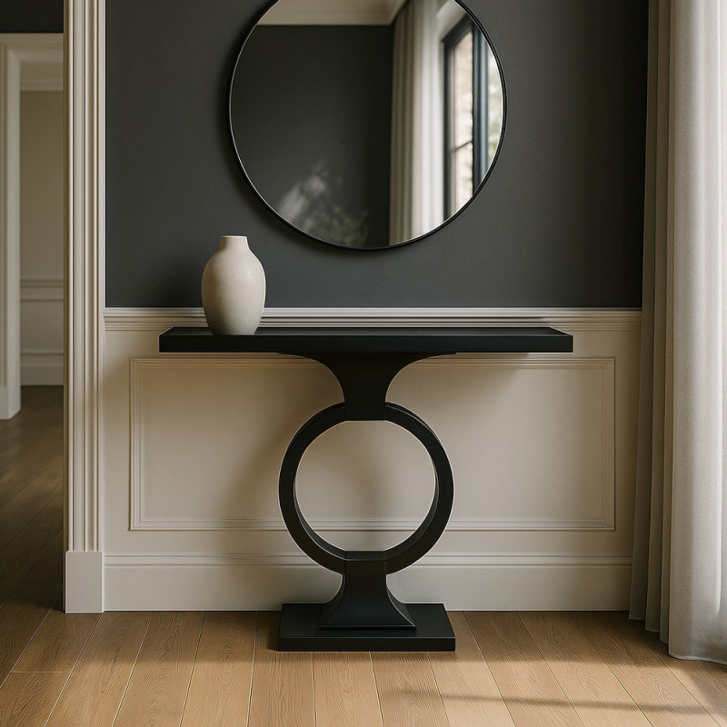 Console moderne chic Rectangulaire 90 cm en Métal Verre Noir Meira - 2