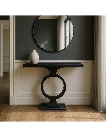 Console moderne chic Rectangulaire 90 cm en Métal Verre Noir Meira - 2