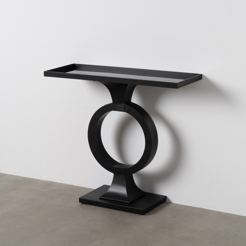 Console moderne chic Rectangulaire 90 cm en Métal Verre Noir Meira - 11