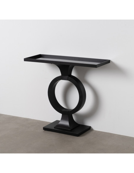 Console moderne chic Rectangulaire 90 cm en Métal Verre Noir Meira - 11