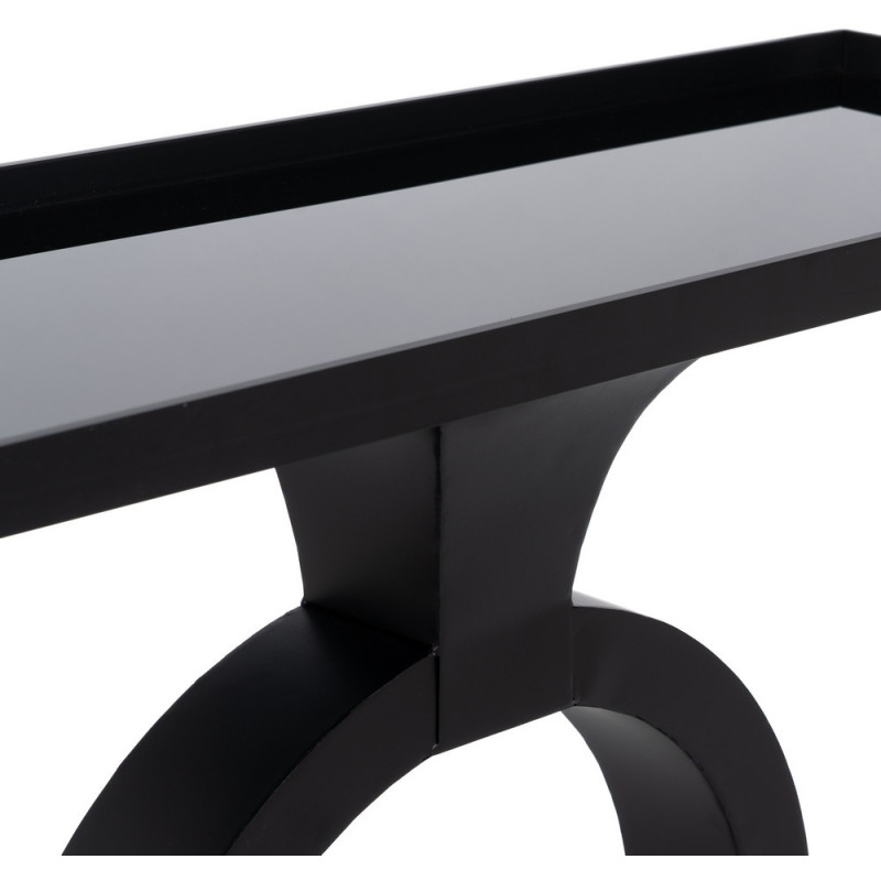 Console moderne chic Rectangulaire 90 cm en Métal Verre Noir Meira - 5