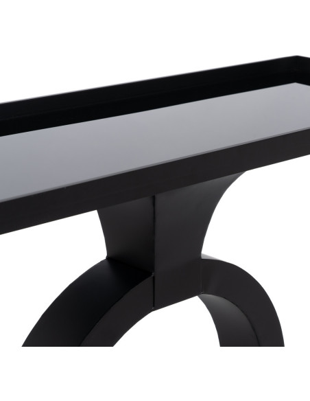 Console moderne chic Rectangulaire 90 cm en Métal Verre Noir Meira - 5