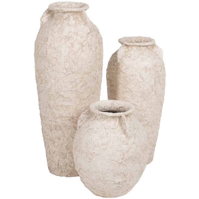 Grand Vase vintage Amphore Hauteur 80 cm en Céramique Blanc Vieilli Tabua - 6