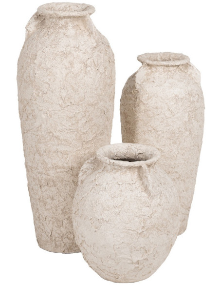 Grand Vase vintage Amphore Hauteur 80 cm en Céramique Blanc Vieilli Tabua - 6