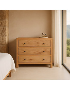 Commode rustique chic 3 tiroirs en Bois de mindi Naturel Vera - 1