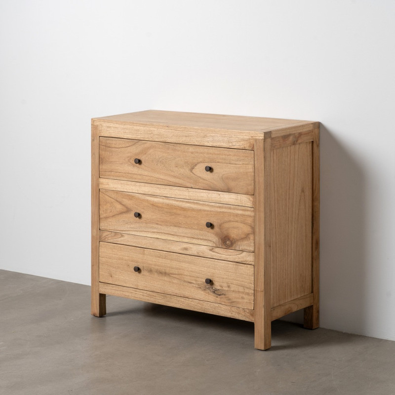 Commode rustique chic 3 tiroirs en Bois de mindi Naturel Vera - 2