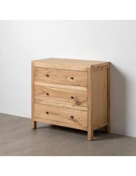 Commode rustique chic 3 tiroirs en Bois de mindi Naturel Vera - 2