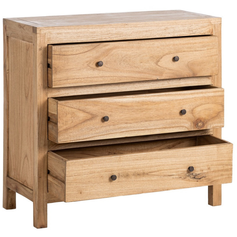 Commode rustique chic 3 tiroirs en Bois de mindi Naturel Vera - 3