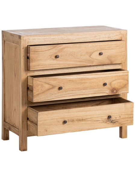 Commode rustique chic 3 tiroirs en Bois de mindi Naturel Vera - 3