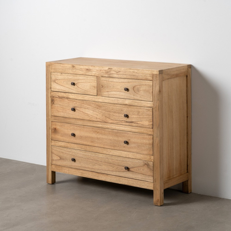Commode rustique chic 5 tiroirs en Bois de mindi Naturel Vera - 2
