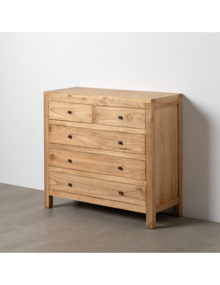 Commode rustique chic 5 tiroirs en Bois de mindi Naturel Vera - 2