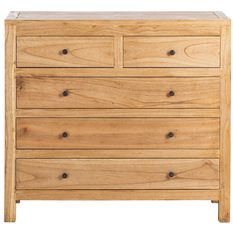 Commode rustique chic 5 tiroirs en Bois de mindi Naturel Vera - 4