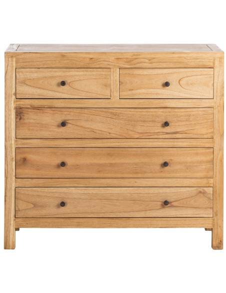 Commode rustique chic 5 tiroirs en Bois de mindi Naturel Vera - 4