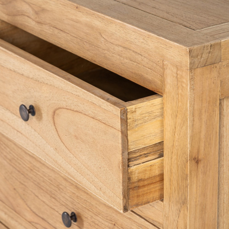 Commode rustique chic 5 tiroirs en Bois de mindi Naturel Vera - 11