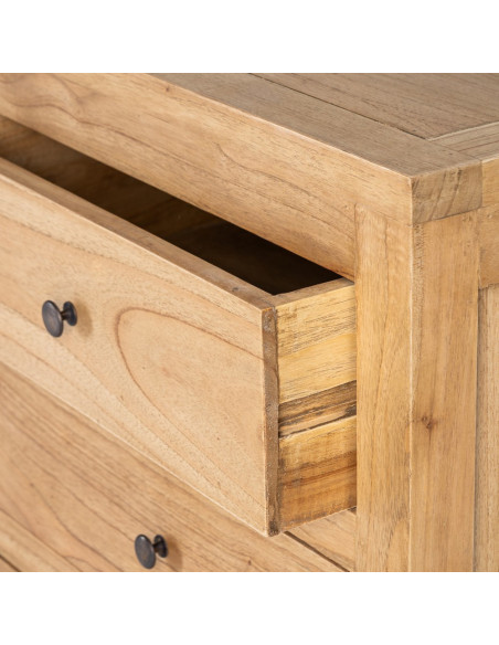 Commode rustique chic 5 tiroirs en Bois de mindi Naturel Vera - 11