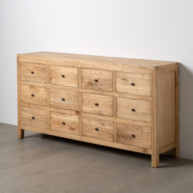 Grand Buffet rustique chic Bas 12 tiroirs en Bois de mindi Naturel Vera - 12
