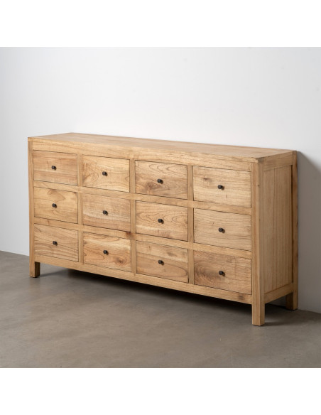 Grand Buffet rustique chic Bas 12 tiroirs en Bois de mindi Naturel Vera - 12