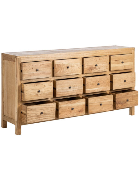 Grand Buffet rustique chic Bas 12 tiroirs en Bois de mindi Naturel Vera - 3