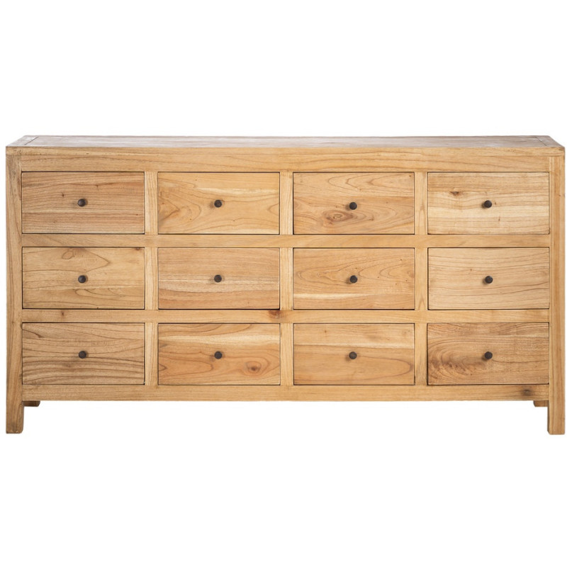 Grand Buffet rustique chic Bas 12 tiroirs en Bois de mindi Naturel Vera - 4