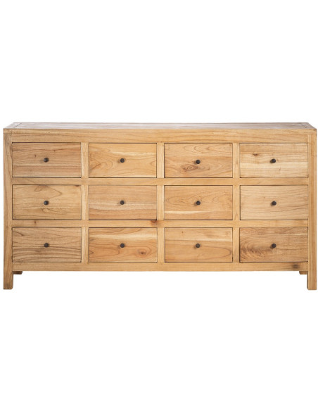 Grand Buffet rustique chic Bas 12 tiroirs en Bois de mindi Naturel Vera - 4