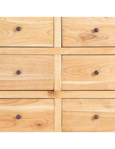 Grand Buffet rustique chic Bas 12 tiroirs en Bois de mindi Naturel Vera - 8