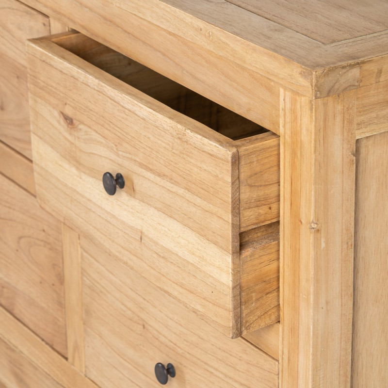 Grand Buffet rustique chic Bas 12 tiroirs en Bois de mindi Naturel Vera - 9