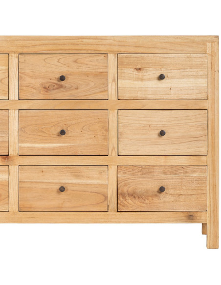 Grand Buffet rustique chic Bas 12 tiroirs en Bois de mindi Naturel Vera - 10