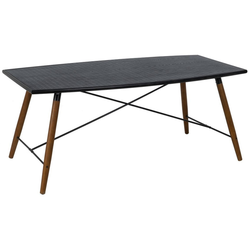 Table à manger Rectangulaire 6 personnes en Bois de Xylosma Noir Naturel Métal Noir Oslo - 1
