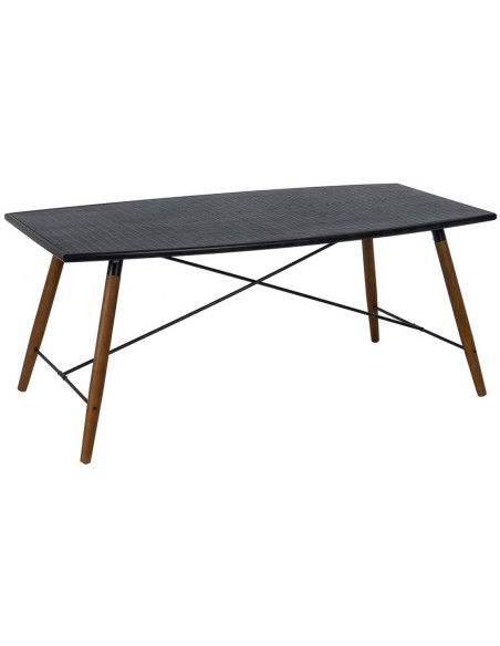Table à manger Rectangulaire 6 personnes en Bois de Xylosma Noir Naturel Métal Noir Oslo - 1