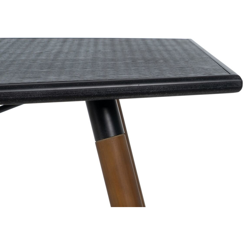 Table à manger Rectangulaire 6 personnes en Bois de Xylosma Noir Naturel Métal Noir Oslo - 5