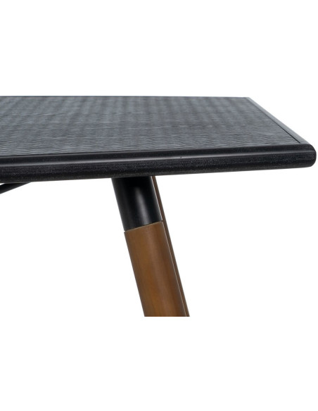 Table à manger Rectangulaire 6 personnes en Bois de Xylosma Noir Naturel Métal Noir Oslo - 5